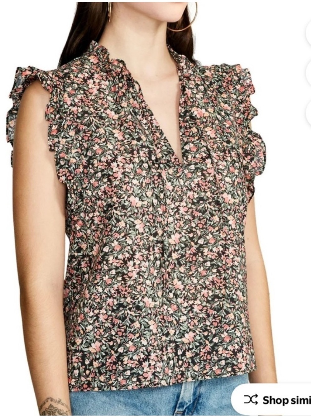 BB Dakota x Steve Madden Floral Ruffle Sleeve Women's Top